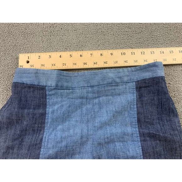 Alice + Olivia Shorts Womens 8 Blue Linen Blend Colorblock Two Tone High Rise - Picture 5 of 7
